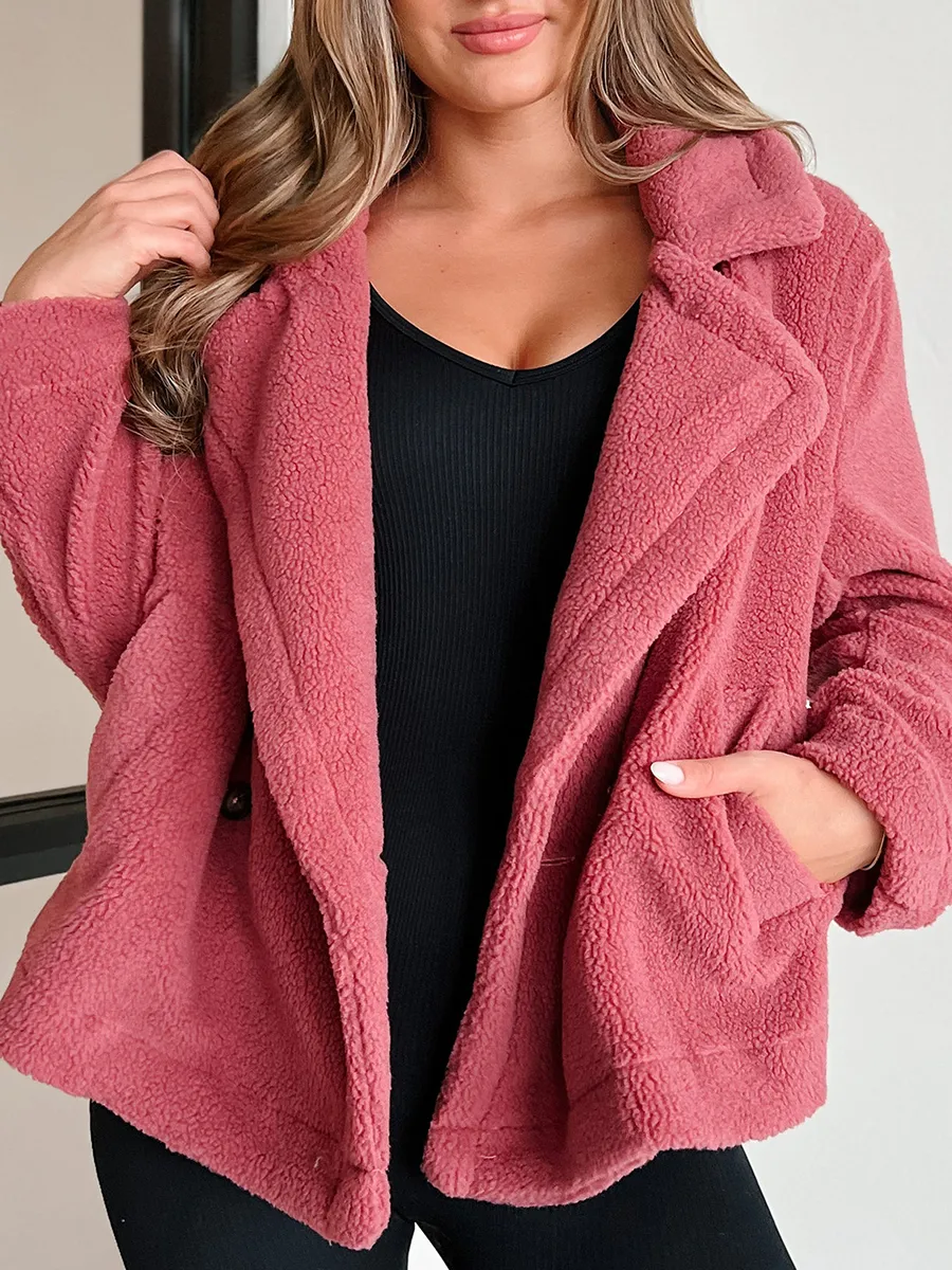 Lapel Long sleeve fleece jacket