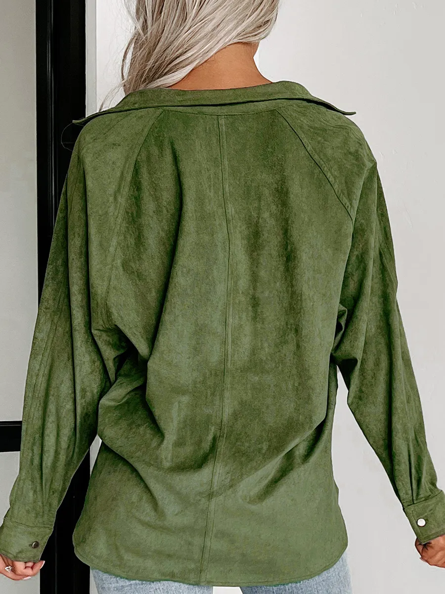 Green deerskin velvet shirt