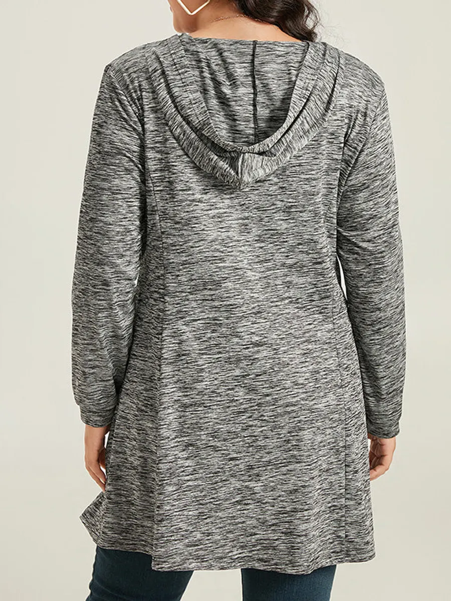 Simple hooded knit coat in gray