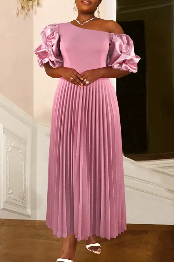 Gorgeous Ruched Sleeve Pleated Dress