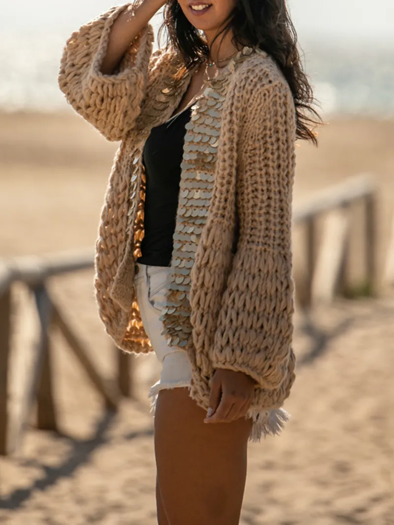 large sequins Knitted cardigan
