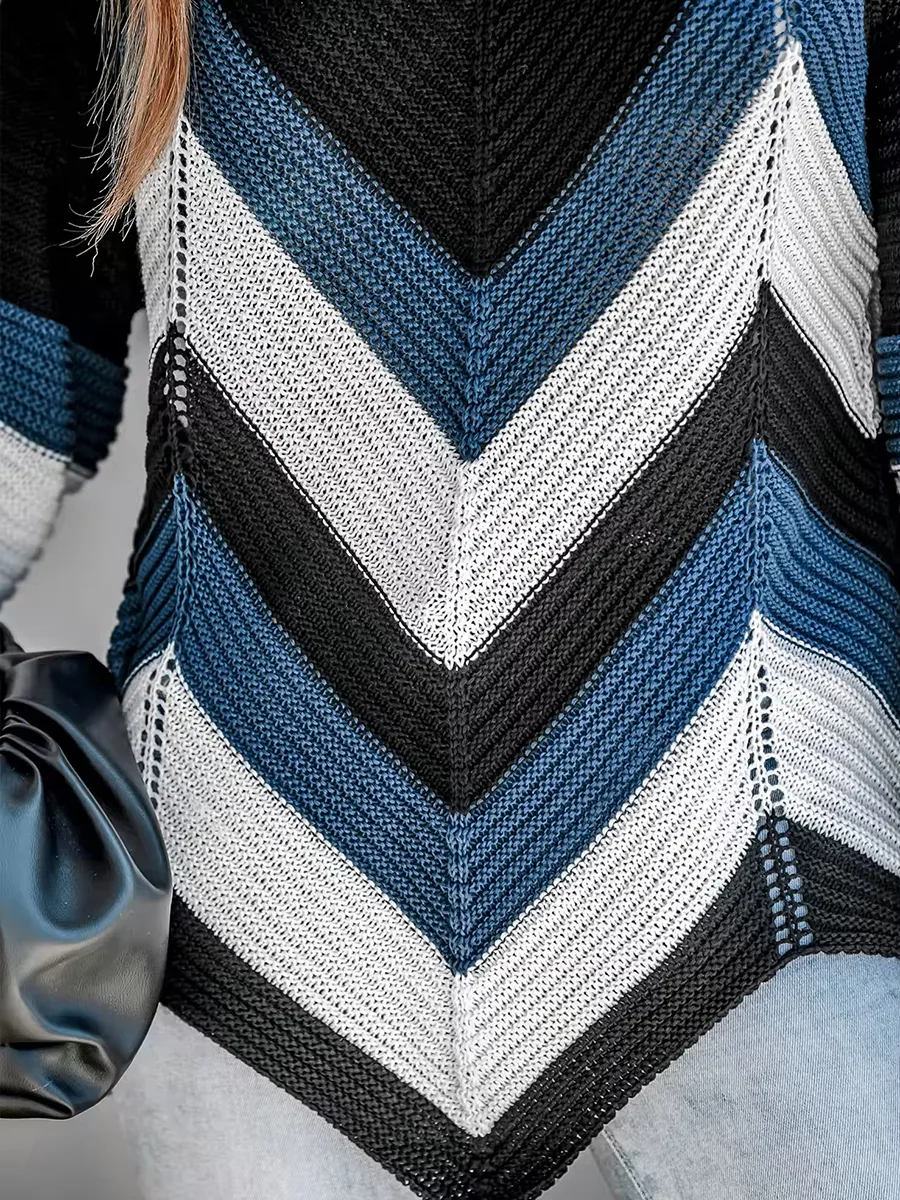 V-shaped asymmetric hem sweater