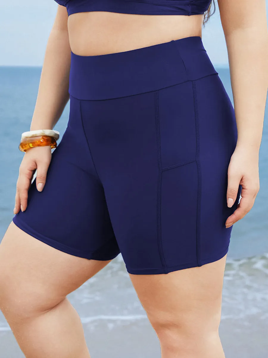 Solid color swim trunks for women