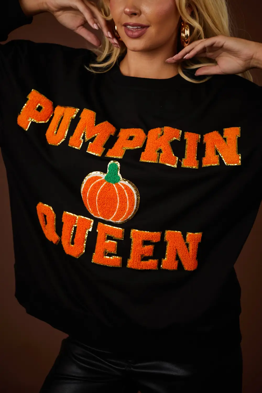 Black 'Pumpkin Queen' Graphic Sweatshirt