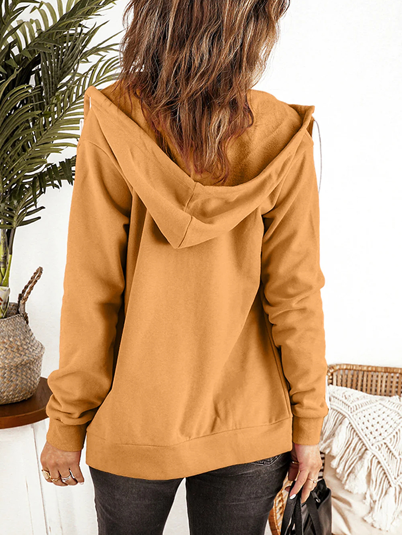 Women's casual solid color hooded jacket