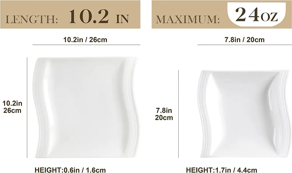 MALACASA Ivory White Dinnerware Sets, 60-Piece Square Dish Set for 12, Porcelain Dishes with Dinner Plates, Dessert Plates and Soup Plates, Cups and Saucers, Modern Dinnerware Oven Safe, Series Flora
