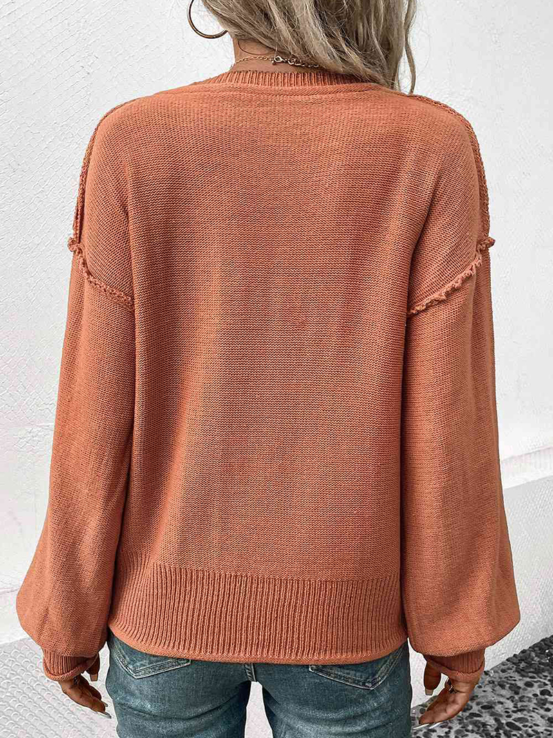 V-Neck Exposed Seam Sweater