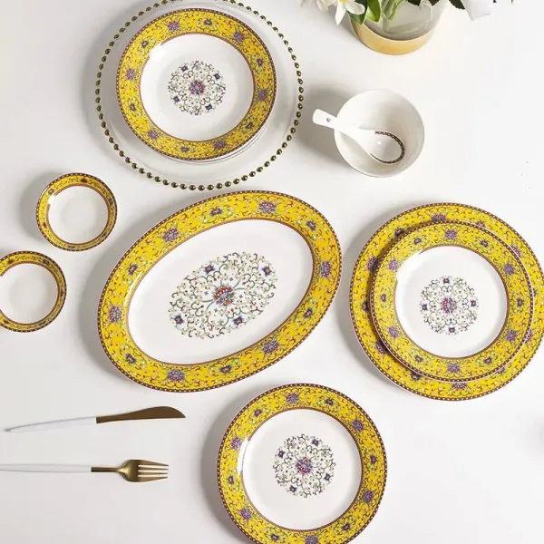 56pcs household flatware ceramic tableware plates sets