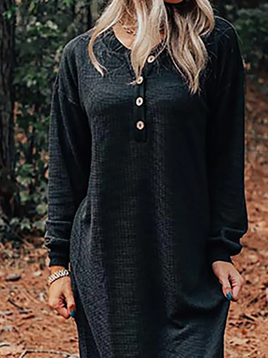 fall knit buttons cardingan dress