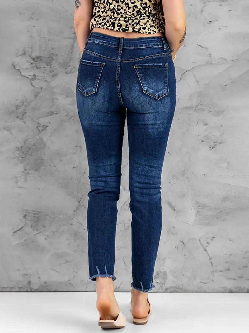 Women's casual solid color skinny jeans