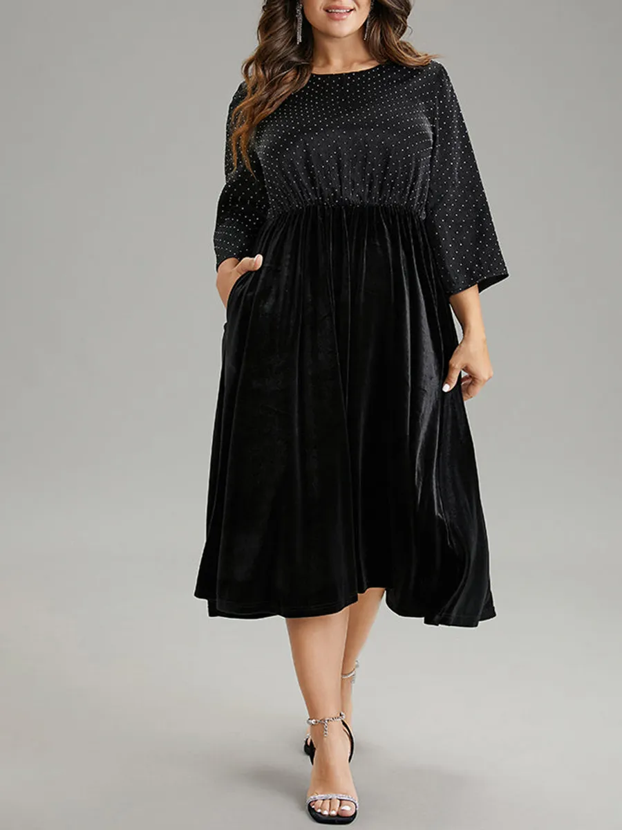 Velvet patchwork plus-size women's dress dress