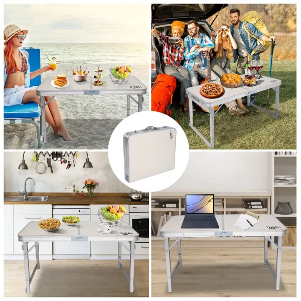 (Closing Store Sale) 3FT Portable Small Folding Camping Table Adjustable Height Aluminum Table