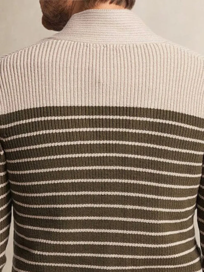 Casual Stripe Knit Cardigan