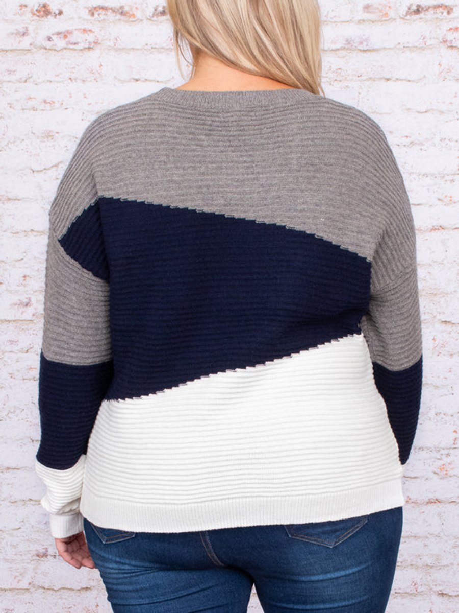 Multi color patchwork loose knit sweater