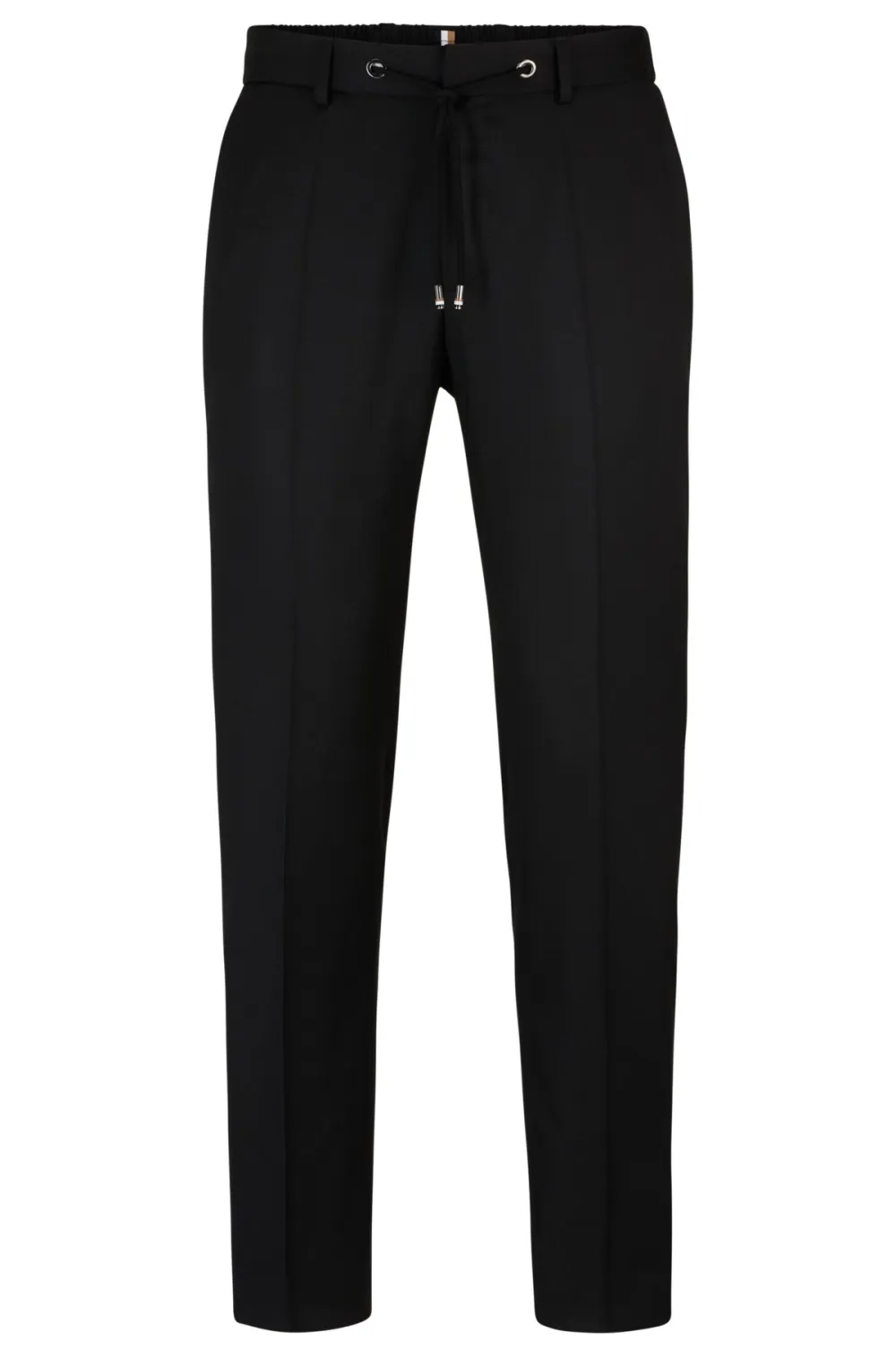 Slim-fit trousers in virgin wool with drawstring waist