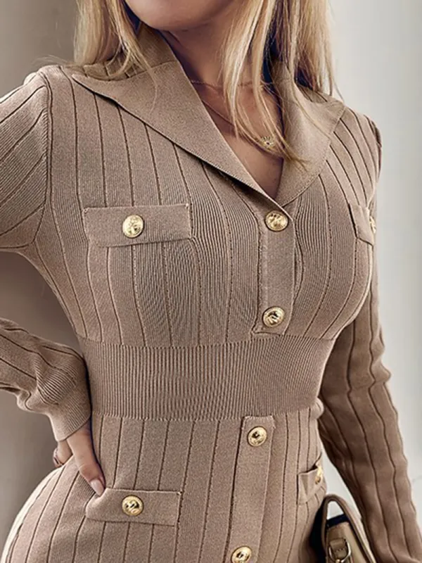 Women's slim long sleeve knitted dress