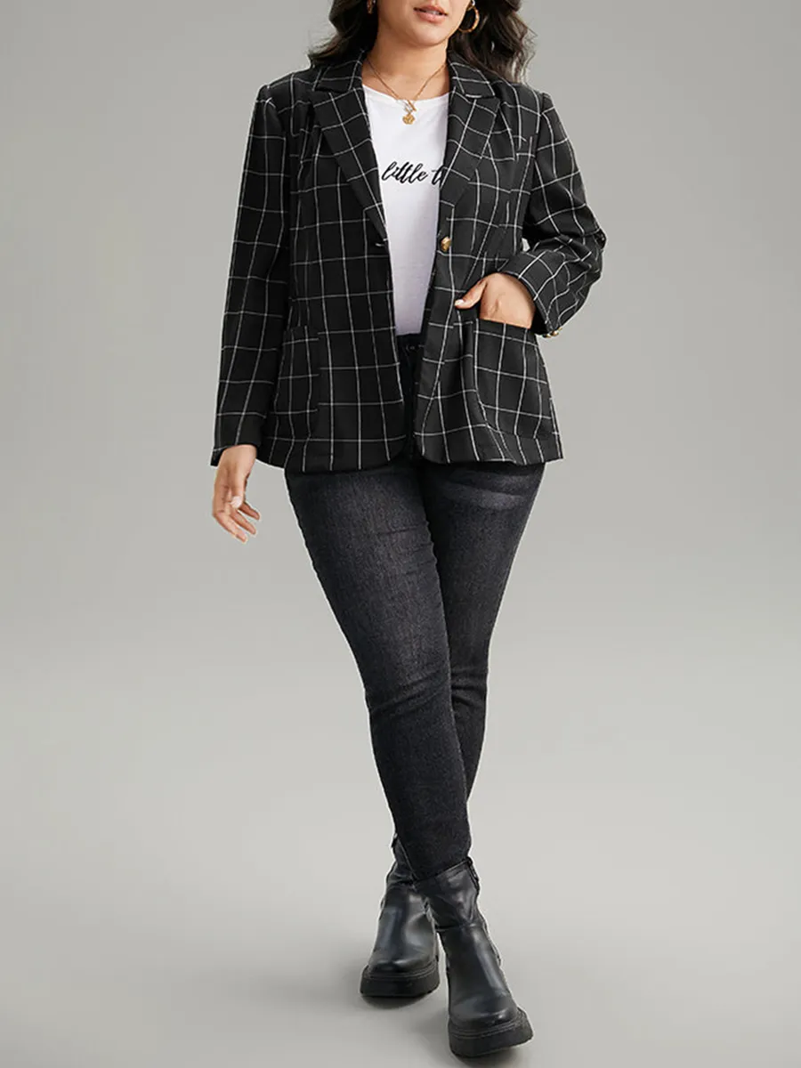 Black checked suit jacket for women