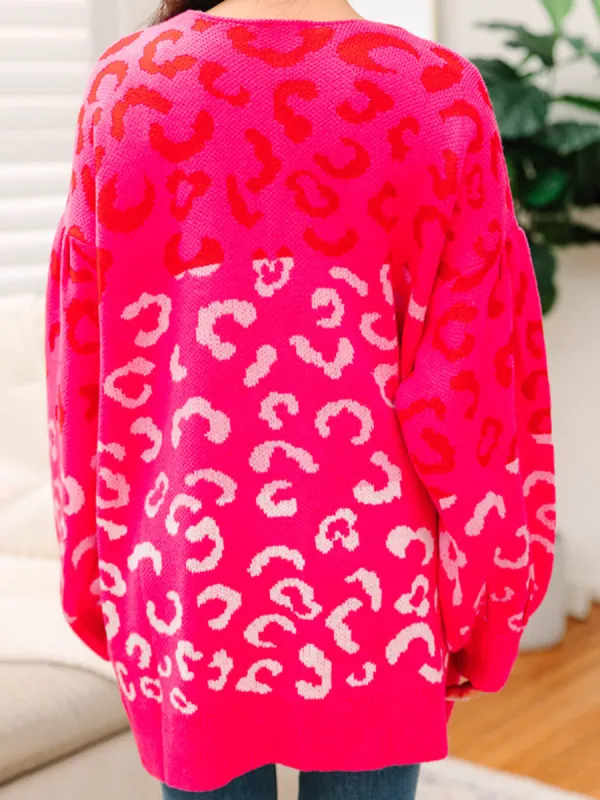 Hot Pink Leopard Cardigan