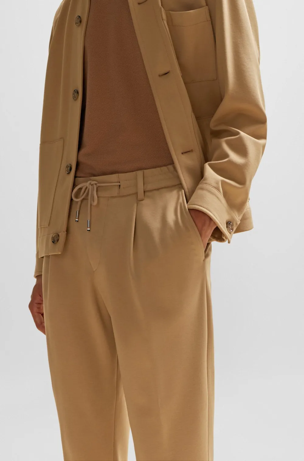 Relaxed-fit drawstring trousers in bi-stretch fabric