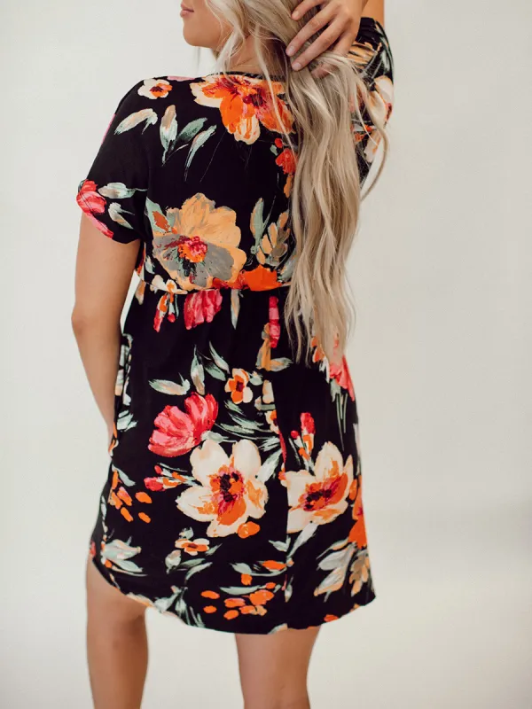 Tropical floral pattern dress