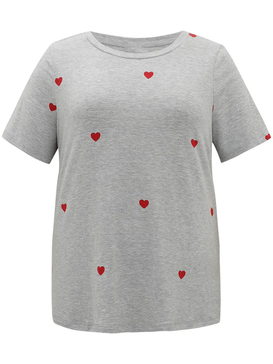 Crew-neck love heart T-shirt