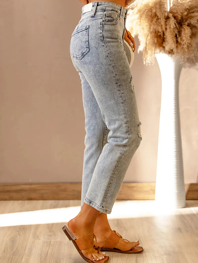 Women's casual solid color slim fit jeans