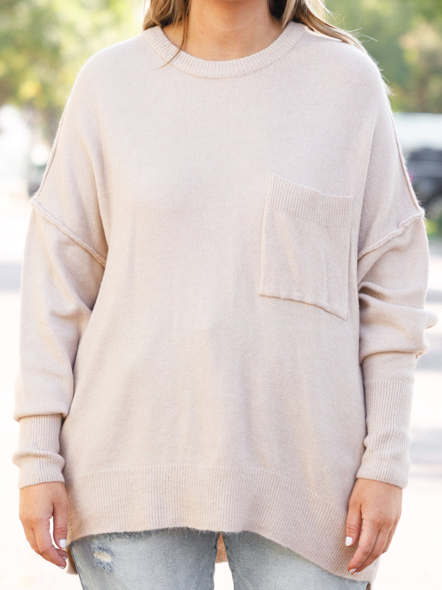 Knitted Pocket Loose Sweater