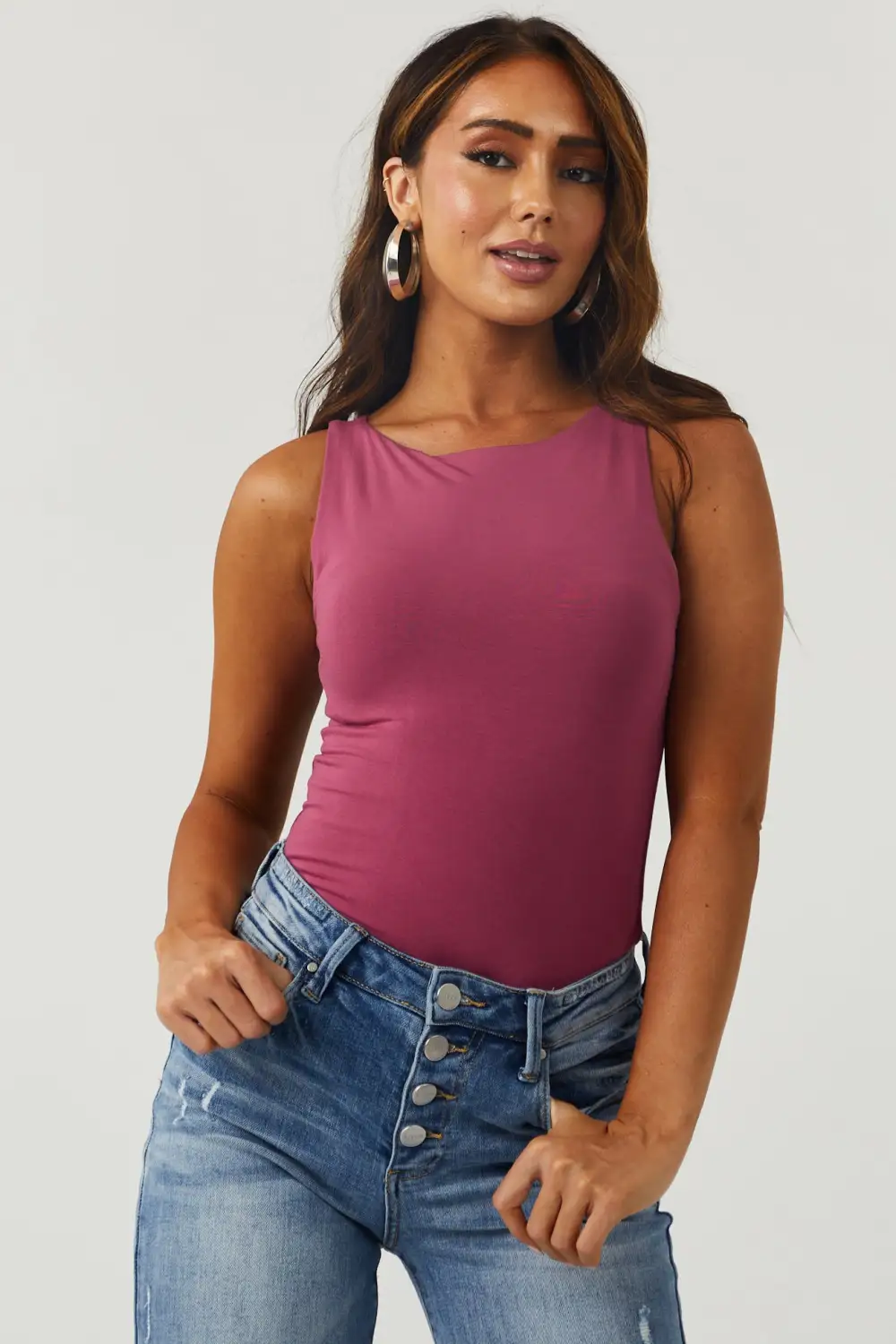 Berry Basic Fitted Knit Tank Top
