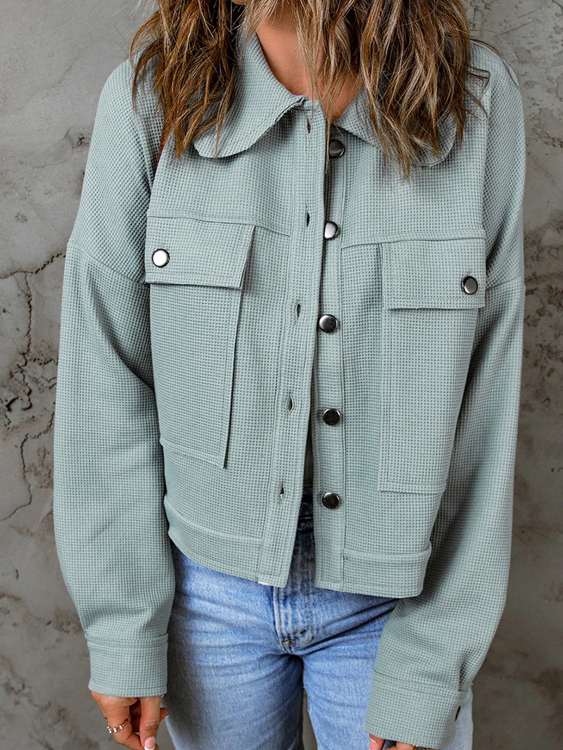 Casual solid color waffle jacket