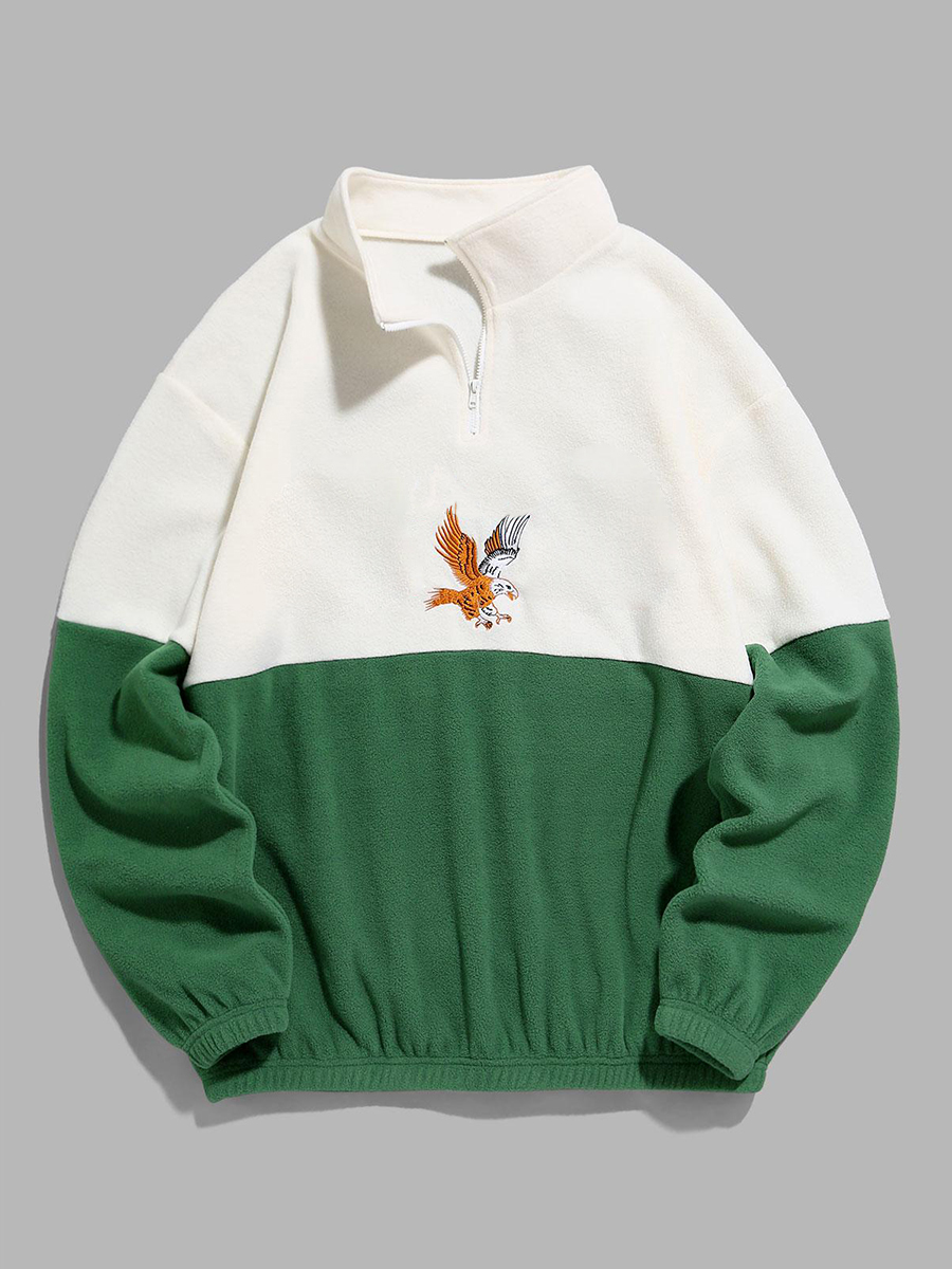 Quarter-zip embroidered sweatshirt