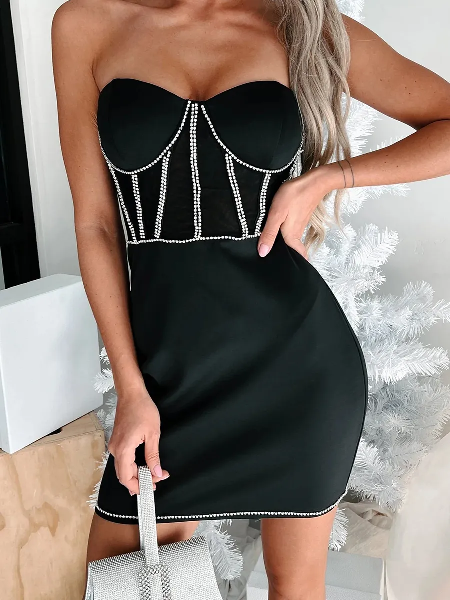 Black strapless dress