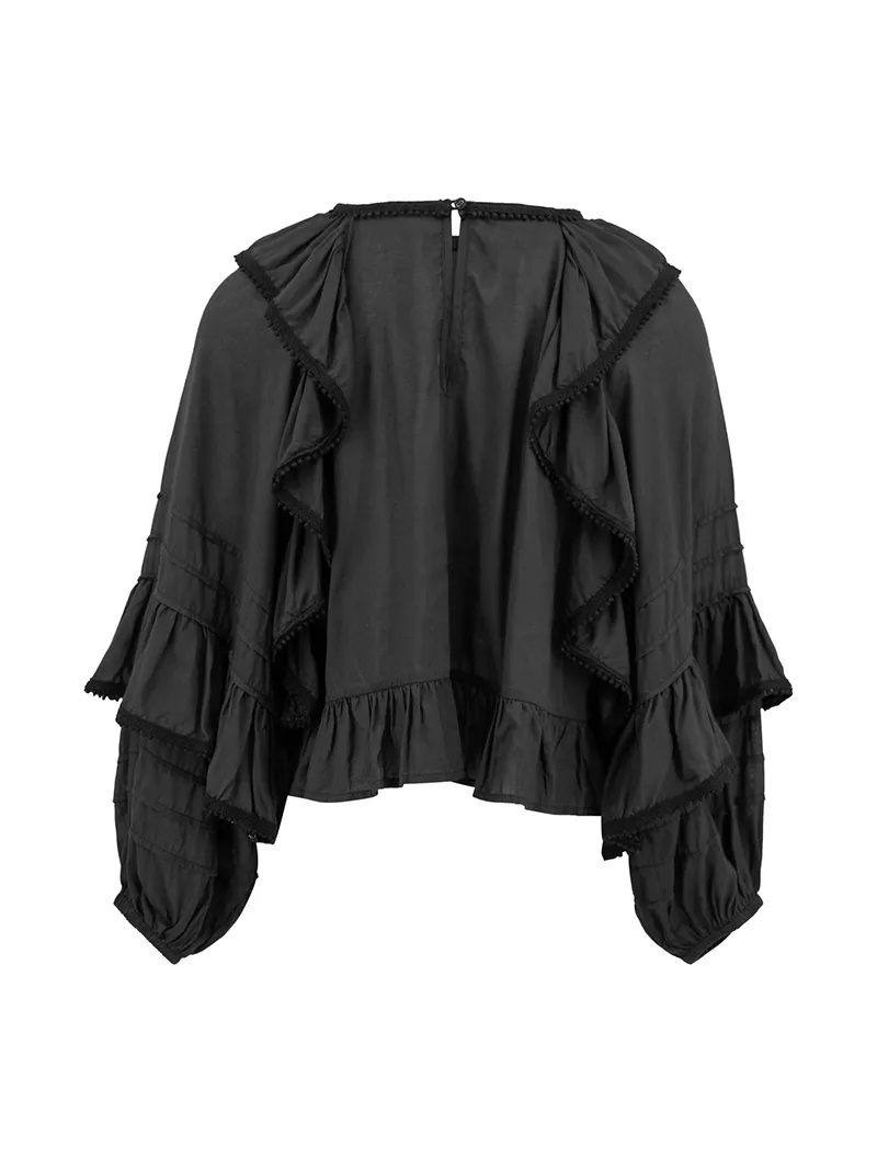 Round neck Long sleeved blouses