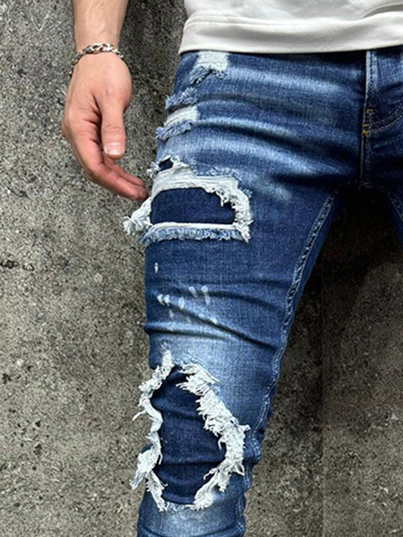 Blue skinny distressed jeans