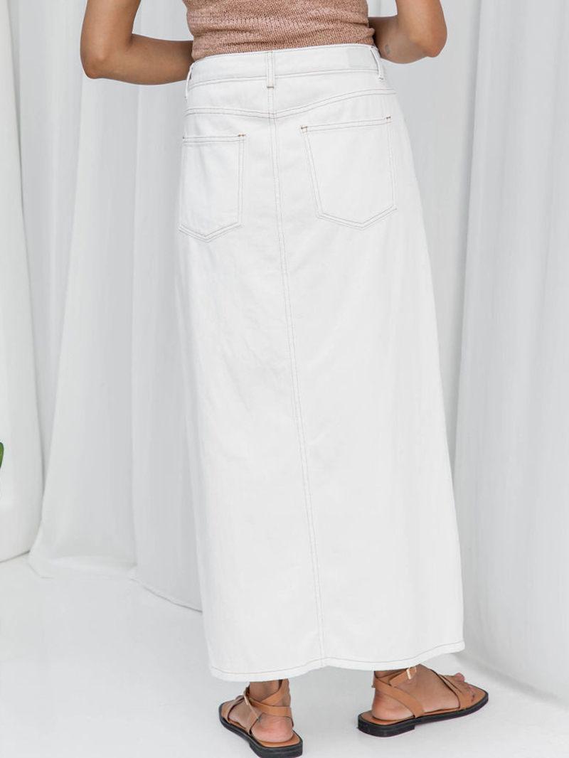 White  denim wash skirt