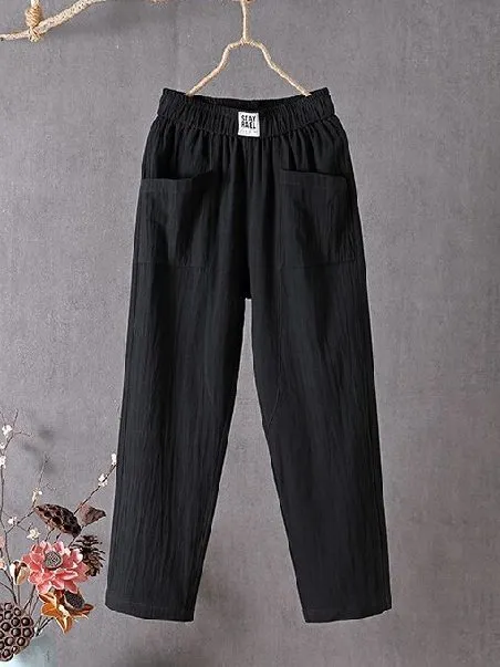 Casual Plain Natural Ankle Pants Straight Pants