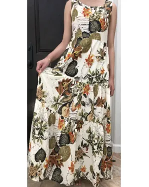 On Sale No Return Ladies' Dress - S~5XL Plus Size Summer Boho Dress Vintage Floral Print Sleeveless Long Maxi Dress Robe Female Vestidos