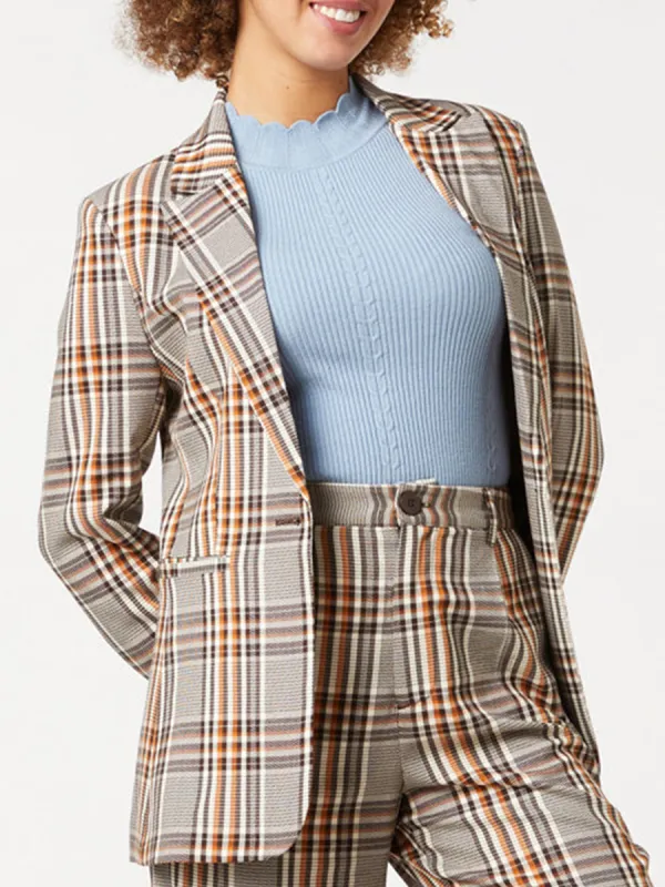 Women's casual plaid blazer