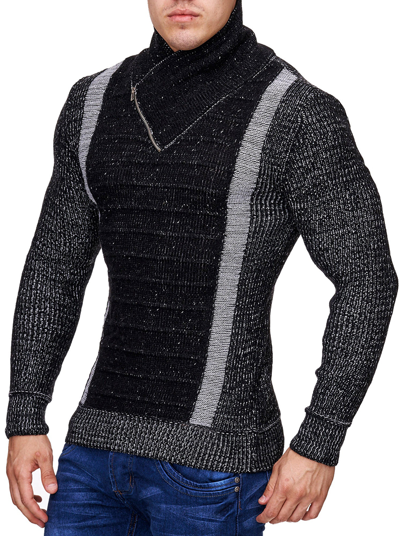 Men's Fashion 2-line Small High Neck Zipper Coat