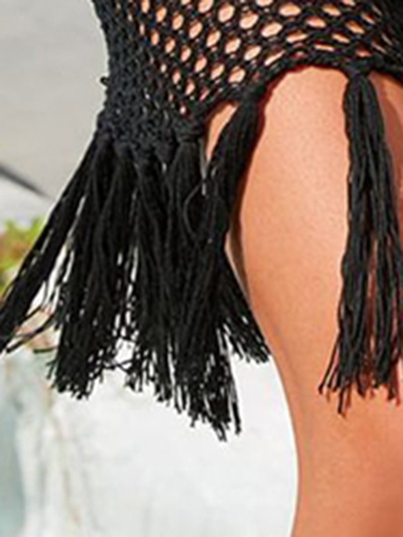 Spaghetti Strap Fringe Detail Cover-Up Dress