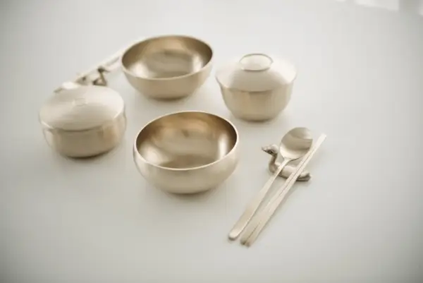 Korean Premium Traditional Handmade Tableware Bronzeware BANGJJA YUGI Plates - Set for 2 Person