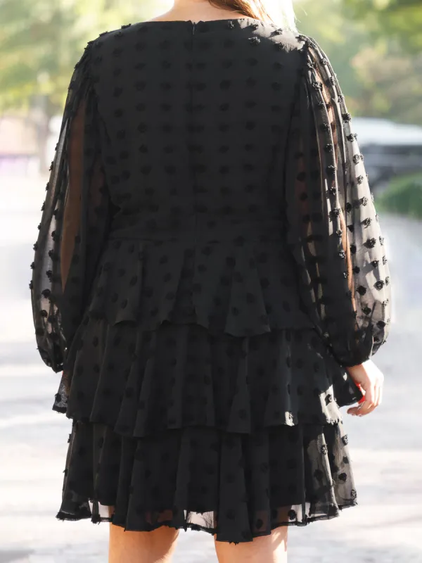V-neck layered ruffled loose fitting dress