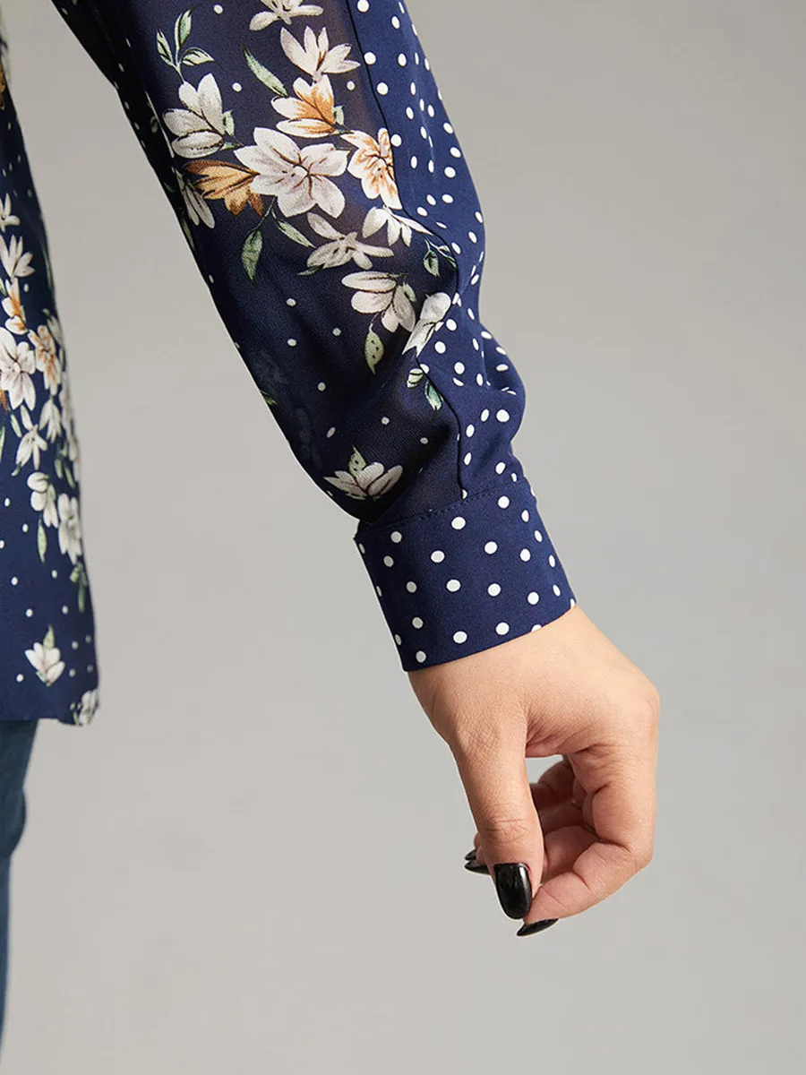 Elegant senior floral long-sleeved shirt