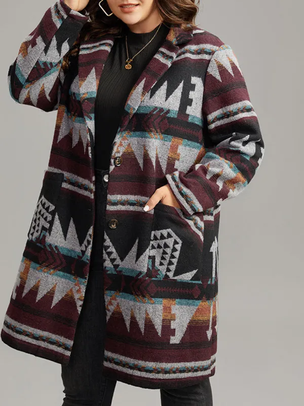 Women's printed jacket with geometric pattern