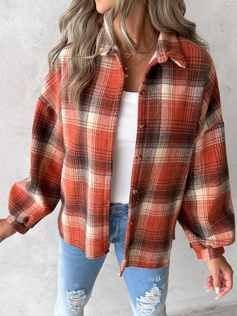 Casual thick plaid women's jacket