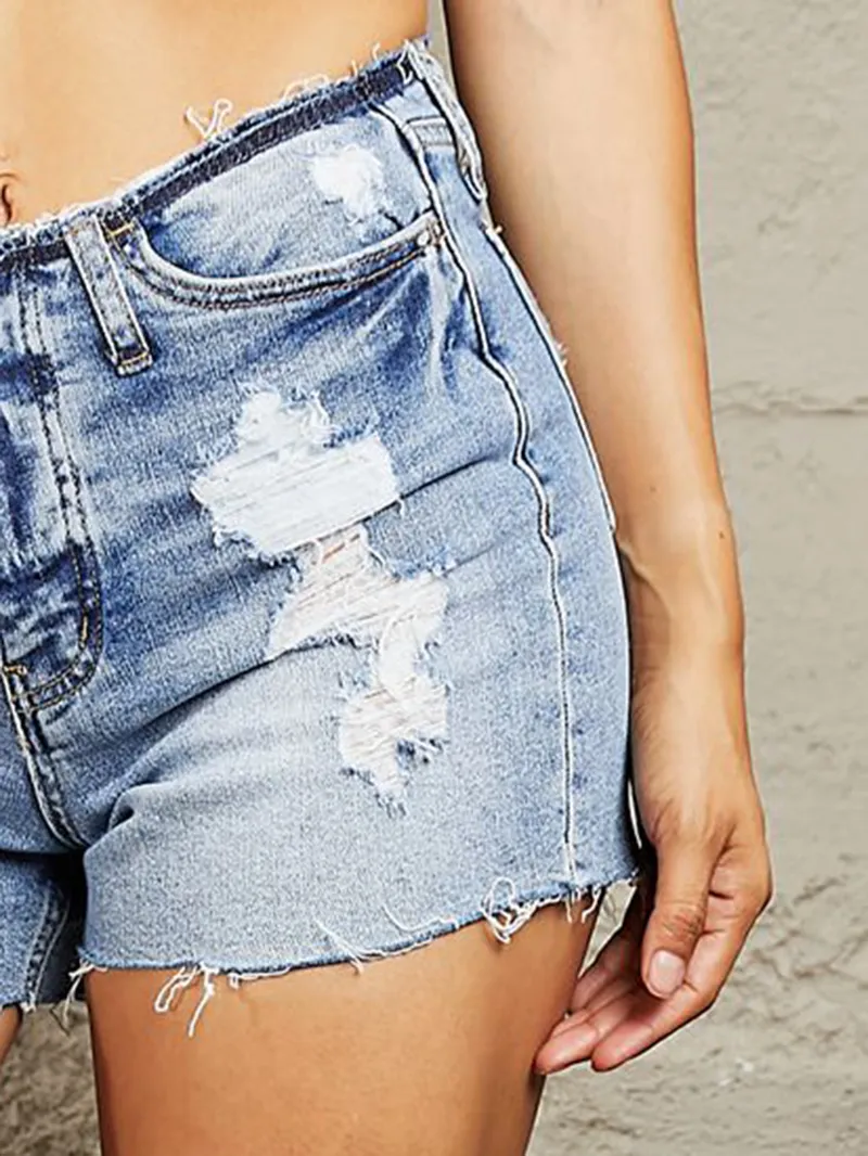 Women's High Waisted Distressed Shorts