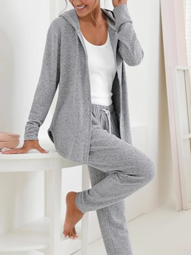 Loose Casual Hoodie  Double Slip Pocket Two-Piece Set