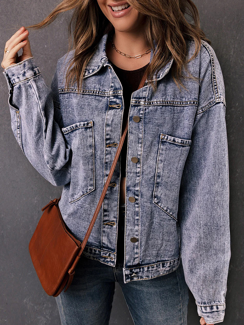 casual solid color buttoned short jacket