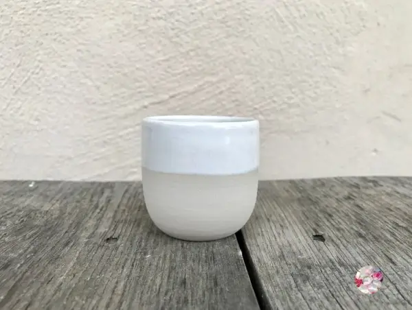 1 espresso mug 60 ml beige white // Small mini mug for espresso / ceramic espresso mug Small ceramic mug espresso mug PotsofSoul