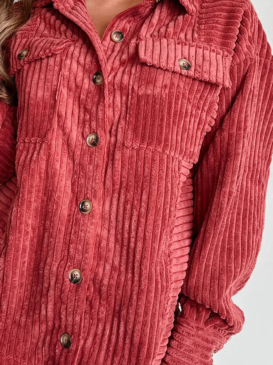red corduroy pocket jacket