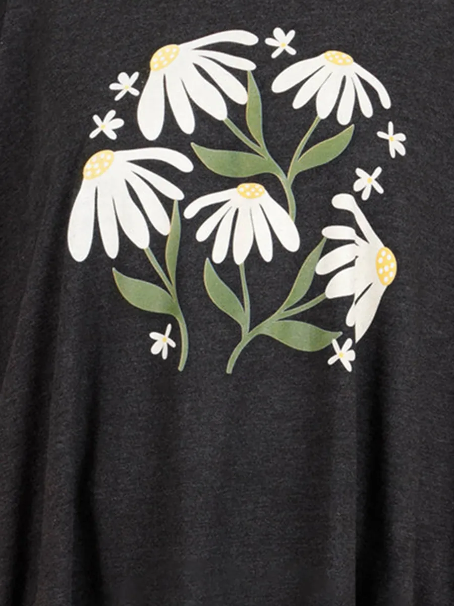 Flower and plant printed short sleeved T-shirt